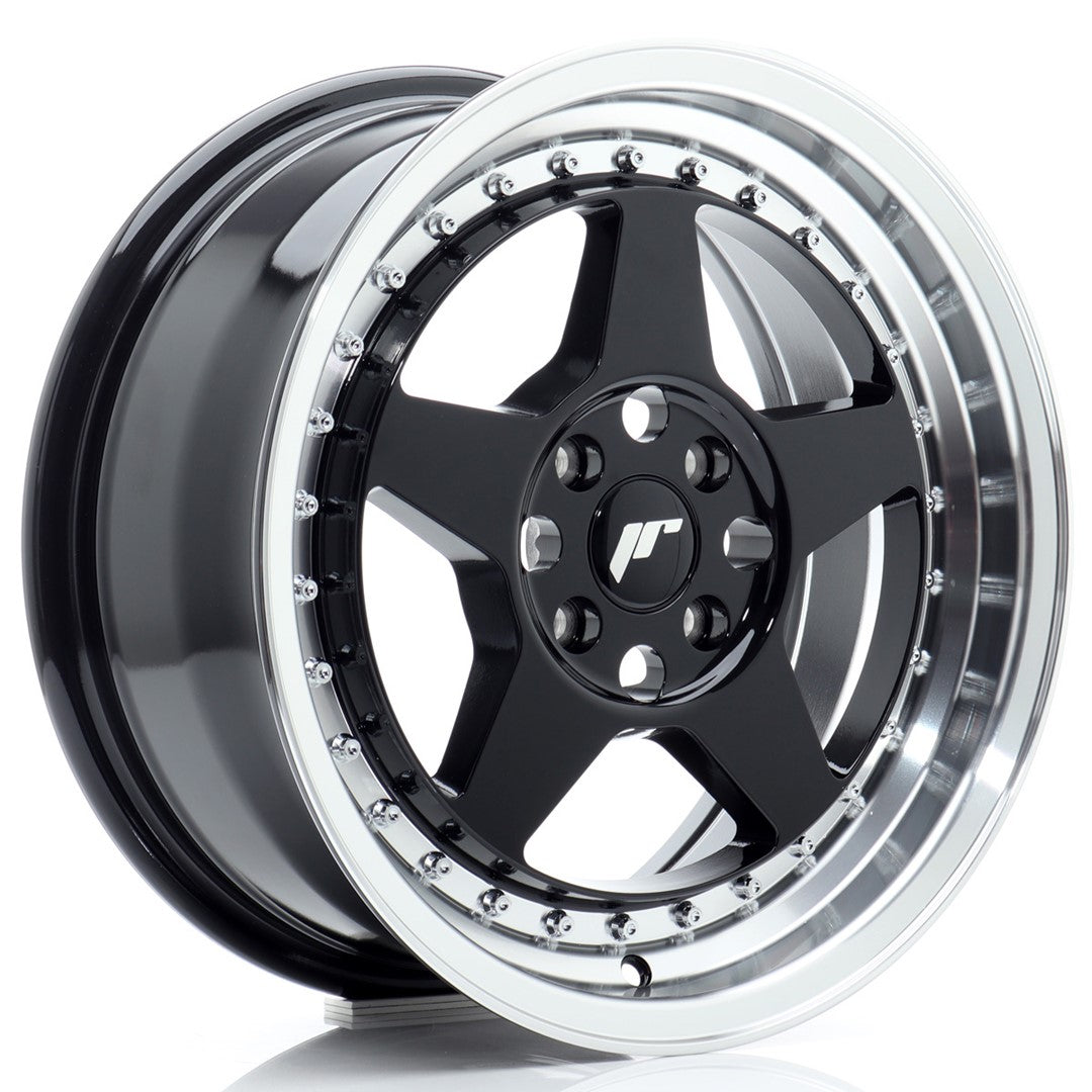 JR Wheels JR616704H3567GBL1 JR Wheels JR6 16x7 ET35 4x100 Gloss Black w/ Machined Lip