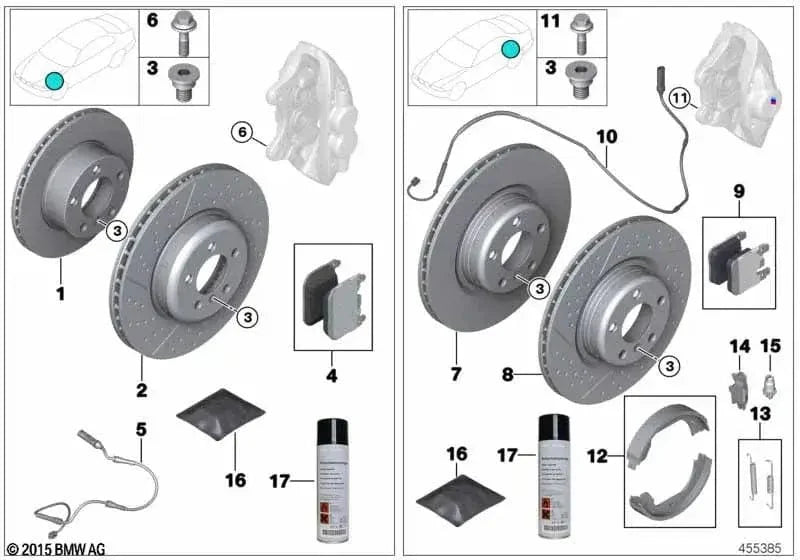 Genuine BMW 34207889667 F80 F82 F87 Brake Disc Ventilated - Rear Left 370x24mm