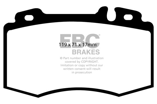 EBC Mercedes-Benz W203 CL203 C209 R171 Yellowstuff 4000 Series Front Sport Brake Pads & Premium OE Replacement Drilled Discs Kit - Brembo Caliper (Inc. C320, E300, S320 & SL280) | Duco Car Parts UK
