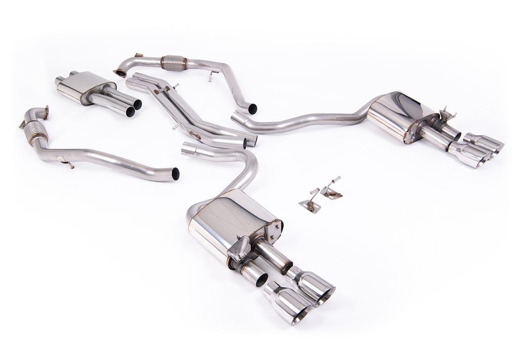 MillTek-SSXAU1120-Cat-back Cat Back Resonated with Quad GT-100 Polished Trims | ML Performance Car Parts
