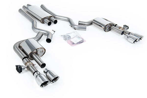Milltek SSXFD434 Ford Dual Quad Outlet With Active Valves Resonated With GT-100 Polished Trims (Inc. Mustang)