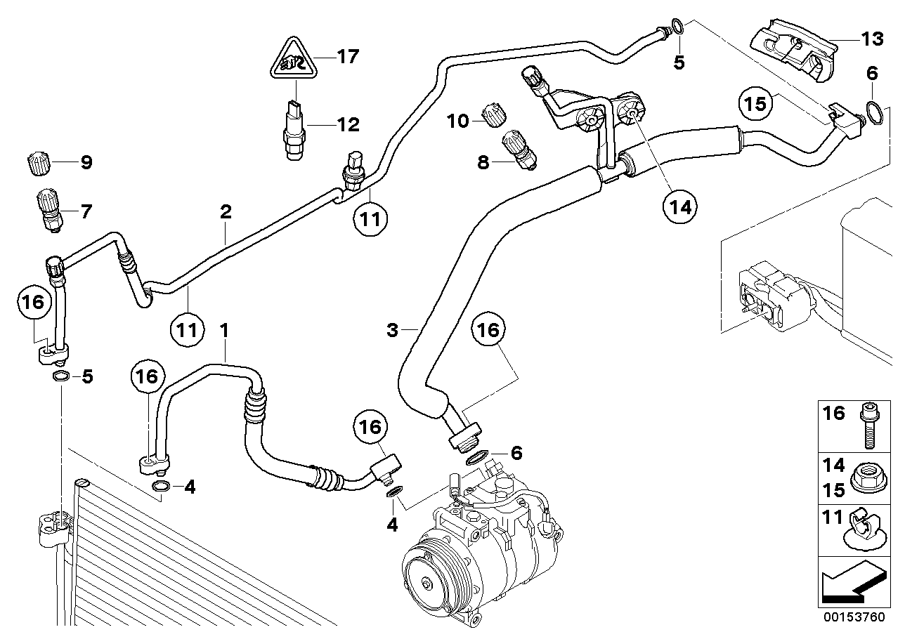 Genuine BMW 64539155345 E63 E64 Pressure Hose,Condenser,Evaporator (Inc. 630i & 645Ci) | Duco Car Parts UK UK Car Parts
