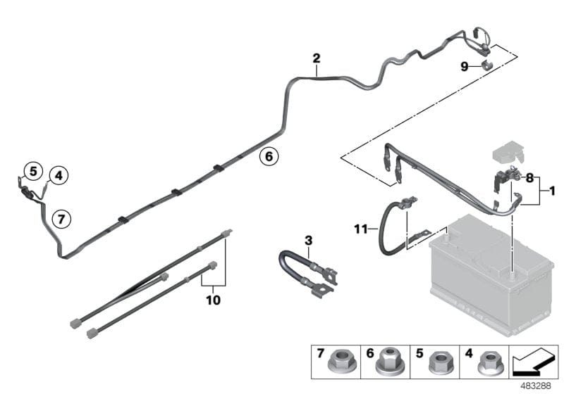 Genuine BMW 61129348763 Battery Cable Positive, Below-Floor | Duco Car Parts UK Car Parts