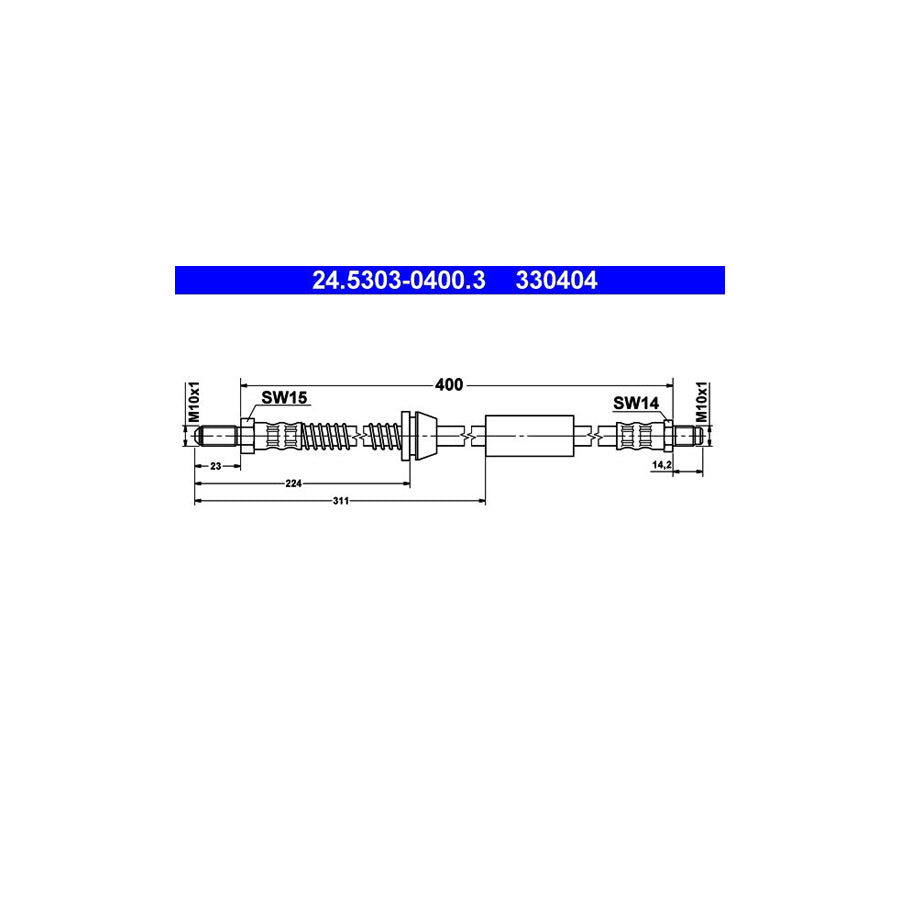 ATE 24 5303 0400 3 Brake Hose for FORD FIESTA 400Mm
