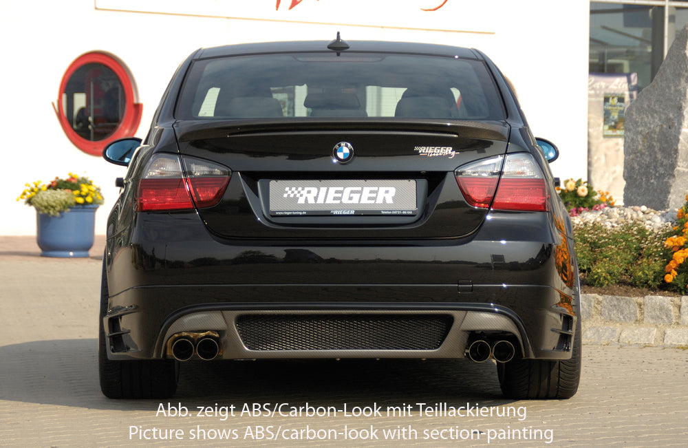 Rieger 00053406 BMW 3 Series E90 E91 Rear Diffuser for Twin Tailpipe Left & Right - Matte Black