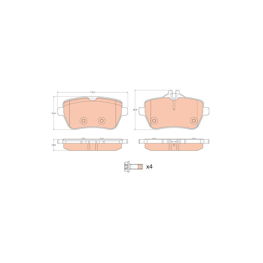 TRW Gdb2014 Brake Pad Set Prepared For Wear Indicator