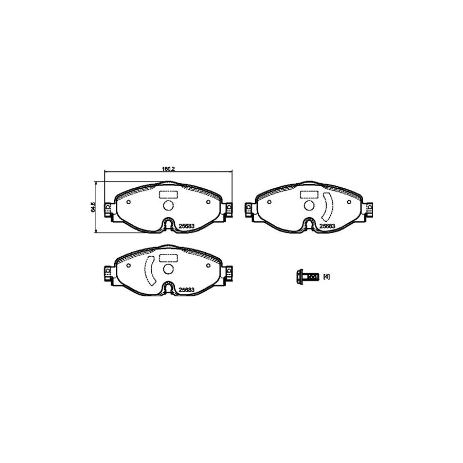 Hella 8DB 355 023 171 Brake Pad Set Prepared For Wear Indicator With Brake Caliper Screws