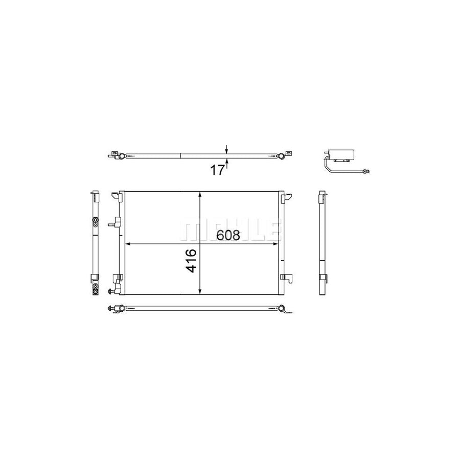 MAHLE ORIGINAL AC 498 000S Air conditioning condenser with dryer