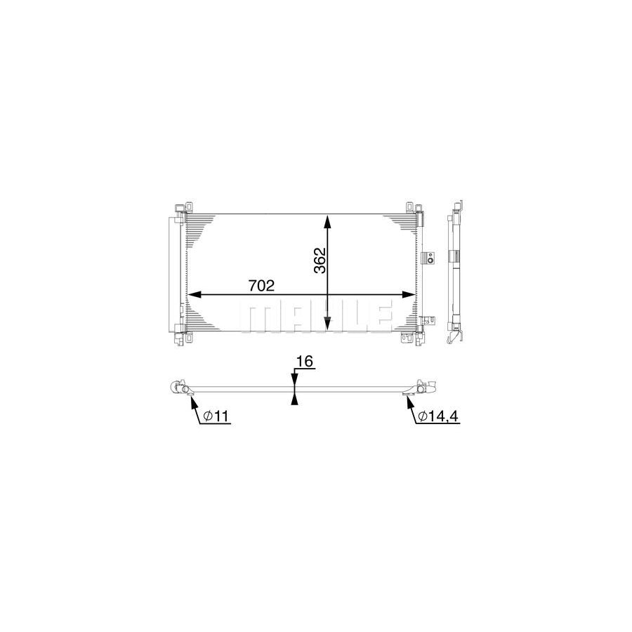 MAHLE ORIGINAL AC 597 000S Air conditioning condenser with dryer