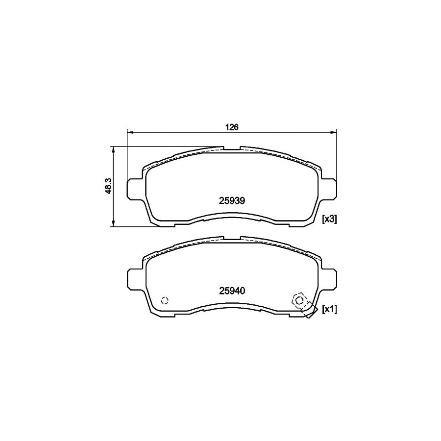 Hella 8DB 355 021 871 Brake Pad Set For Mazda 2 With Acoustic Wear Warning