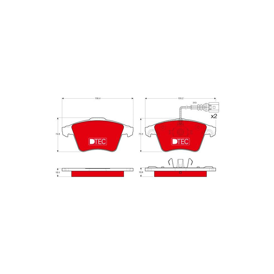 TRW Dtec Cotec Gdb1651Dte Brake Pad Set For Vw Touareg I 7La 7L6 7L7 Incl Wear Warning Contact