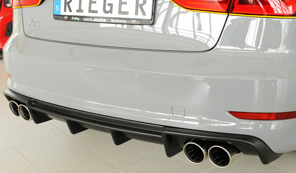 Rieger 00056808 Audi 8V A3 Rear Diffuser for Twin Tailpipe Left & Right - Matte Black