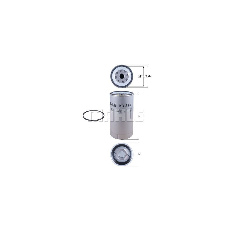 MAHLE ORIGINAL KC 375D Fuel filter Spin-on Filter