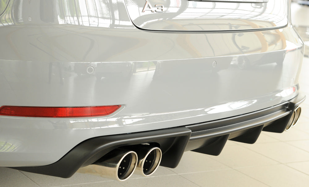 Rieger 00056808 Audi 8V A3 Rear Diffuser for Twin Tailpipe Left & Right - Matte Black