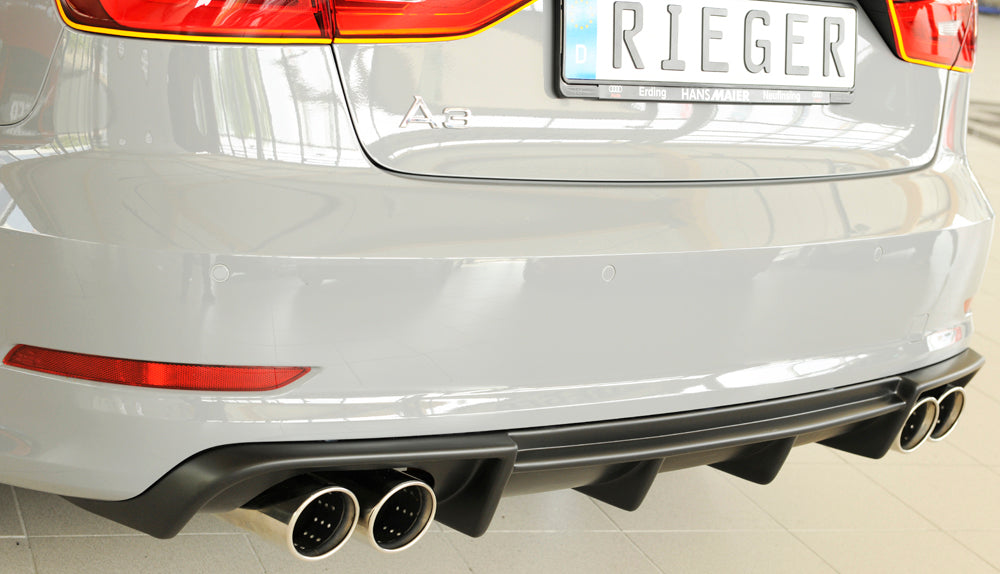 Rieger 00056808 Audi 8V A3 Rear Diffuser for Twin Tailpipe Left & Right - Matte Black