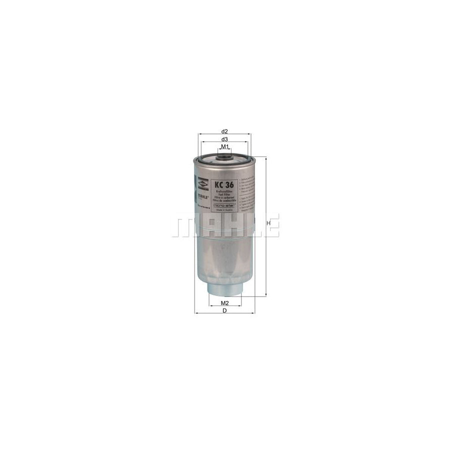 MAHLE ORIGINAL KC 36 Fuel filter for AUDI 100 Spin-on Filter