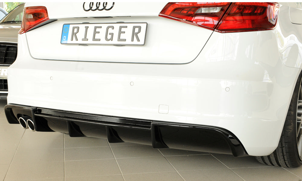 Rieger 00088141 Audi 8V A3 Rear Diffuser for Twin Tailpipe Left - Glossy Black
