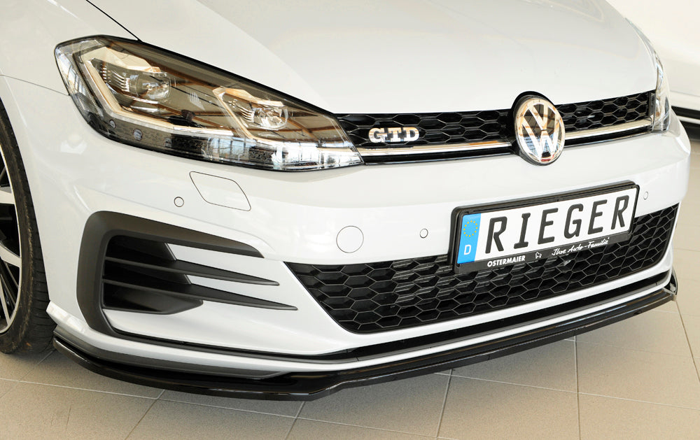 Rieger 00088148 VW Mk7 Golf Front Splitter (GTI, GTD & GTE) - Glossy Black