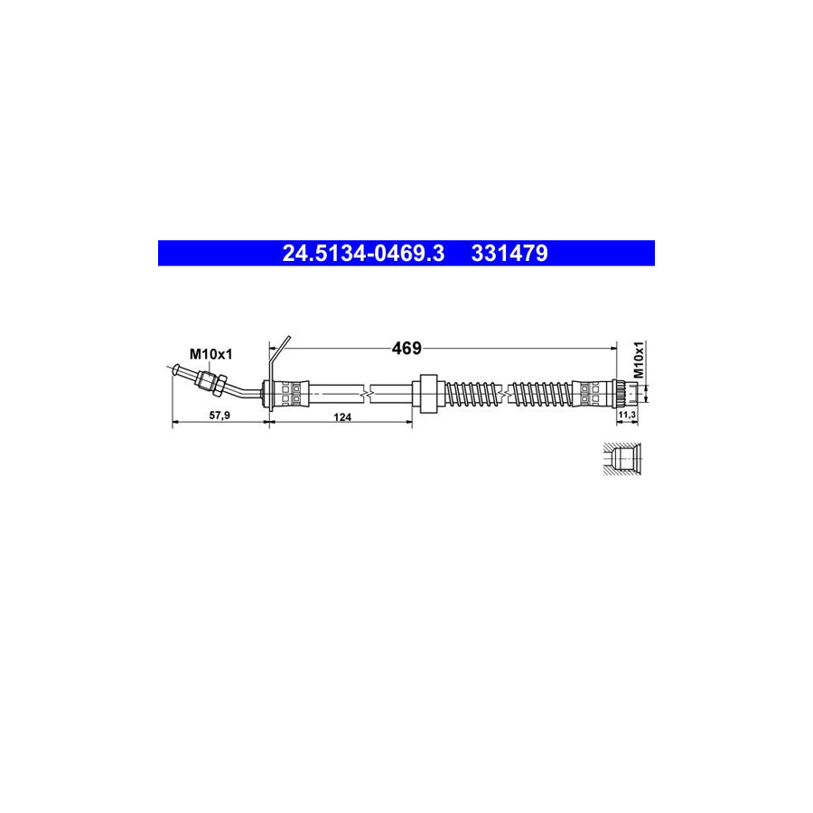 ATE 24 5134 0469 3 Brake Hose for RENAULT MASTER 469Mm M10X1