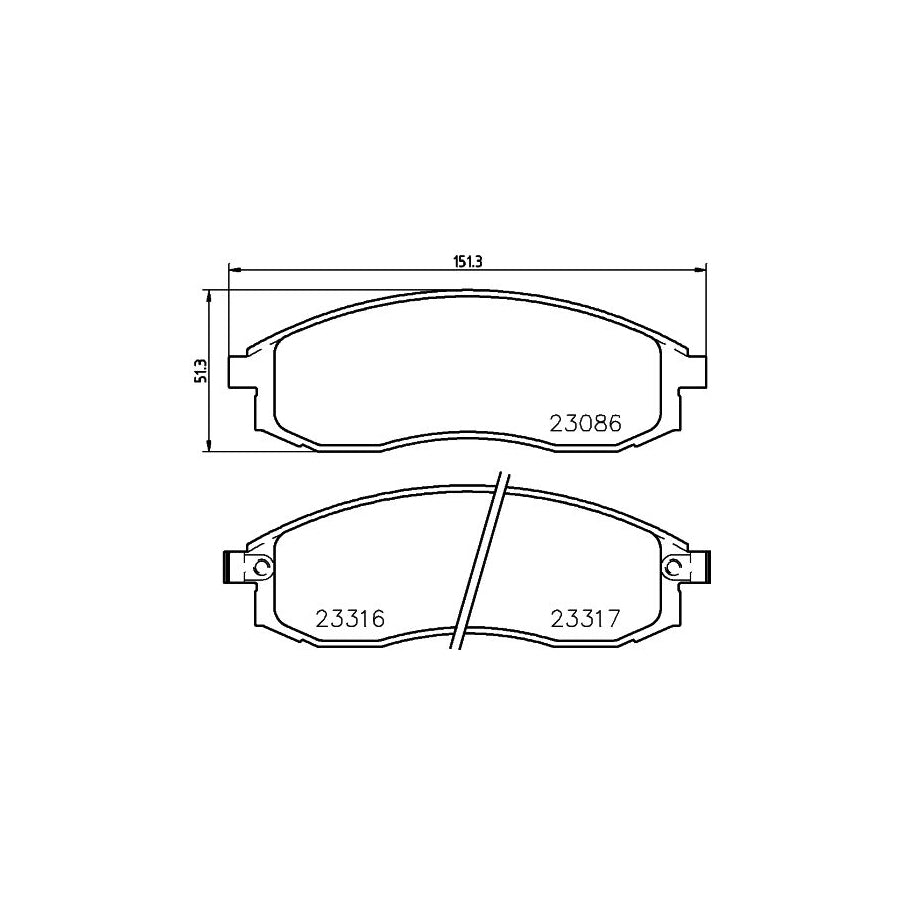 Hella 8DB 355 006 731 Brake Pad Set For Mitsubishi L 200 With Acoustic Wear Warning