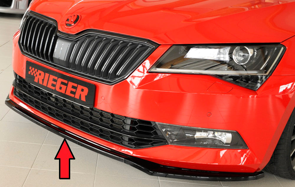 Rieger 00088149 Skoda 3T 3V Superb III Front Splitter - Glossy Black