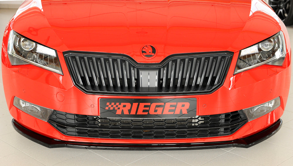 Rieger 00088149 Skoda 3T 3V Superb III Front Splitter - Glossy Black
