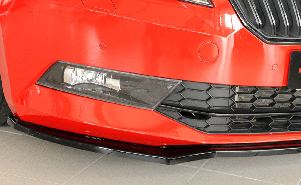 Rieger 00088149 Skoda 3T 3V Superb III Front Splitter - Glossy Black