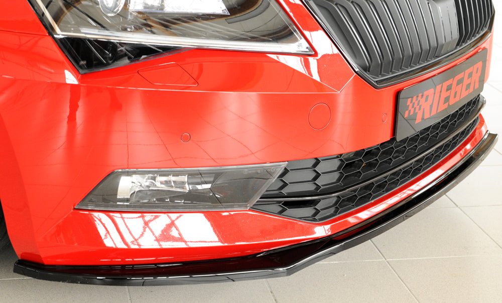 Rieger 00088149 Skoda 3T 3V Superb III Front Splitter - Glossy Black