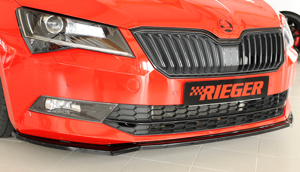 Rieger 00088149 Skoda 3T 3V Superb III Front Splitter - Glossy Black