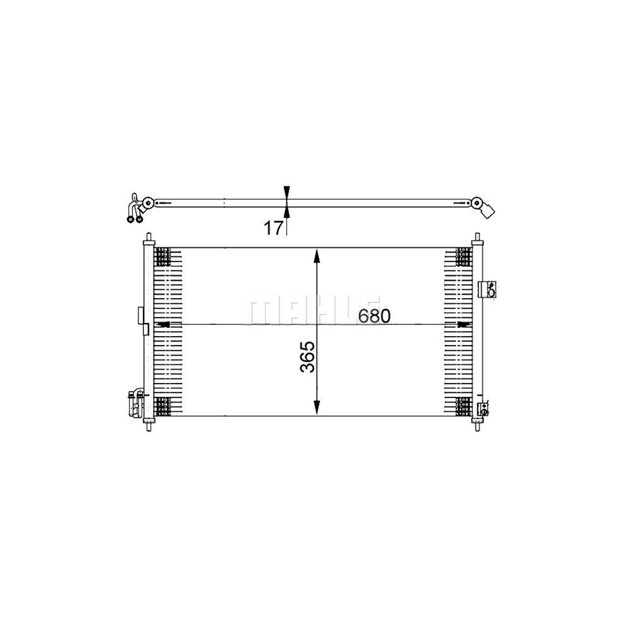 MAHLE ORIGINAL AC 390 000S Air conditioning condenser for NISSAN X-Trail (T30) with seal ring, without dryer