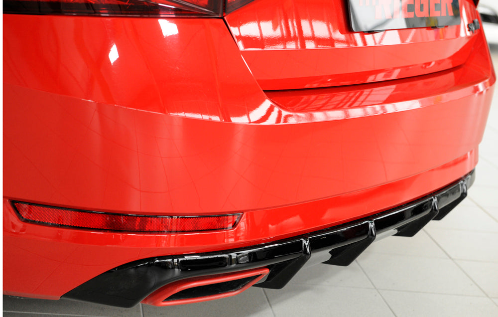 Rieger 00088151 Skoda 3T 3V Superb III Rear Diffuser - Glossy Black