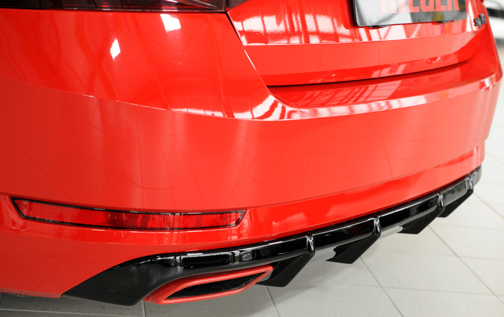 Rieger 00088151 Skoda 3T 3V Superb III Rear Diffuser - Glossy Black