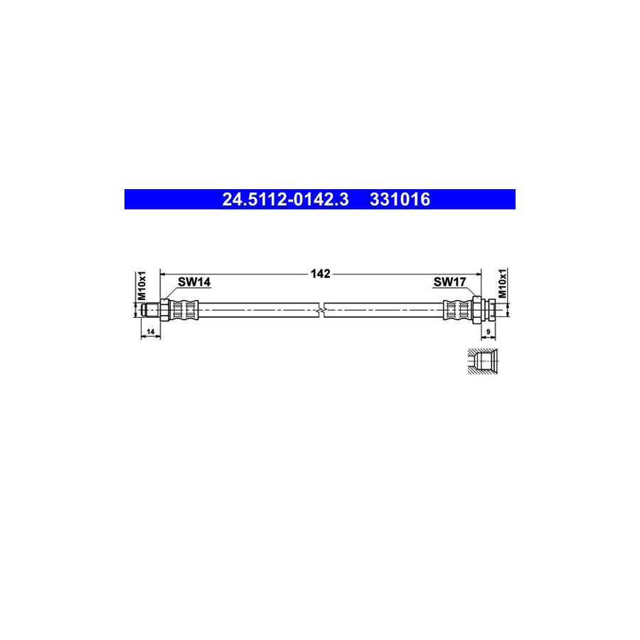 ATE 24 5112 0142 3 Brake Hose 142Mm M10X1