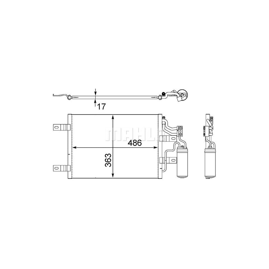 MAHLE ORIGINAL AC 409 000S Air conditioning condenser with dryer, with seal ring