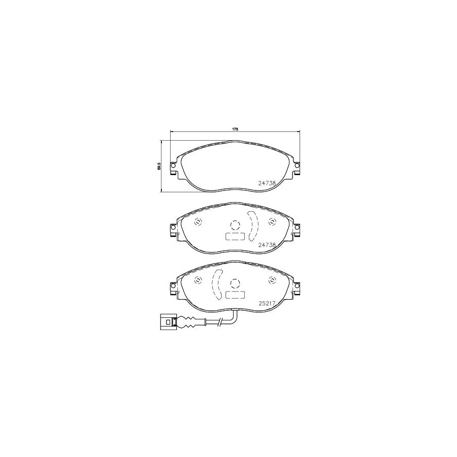 Hella 8DB 355 021 971 Brake Pad Set With Integrated Wear Warning Contact