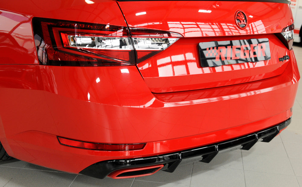 Rieger 00088152 Skoda 3T 3V Superb III Rear Diffuser - Glossy Black