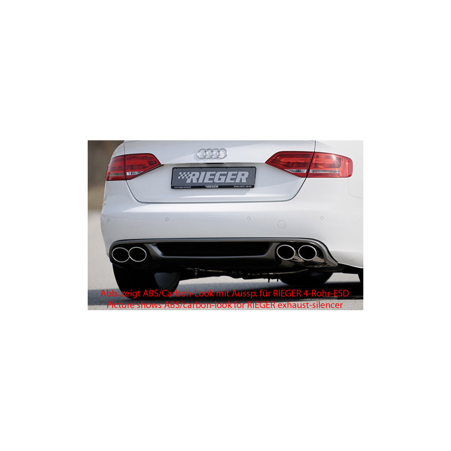 Rieger Audi B8 A4 Pre-Facelift without S-Line Exterior Diffuser for Original Twin Tailpipe Left - Carbon-Look