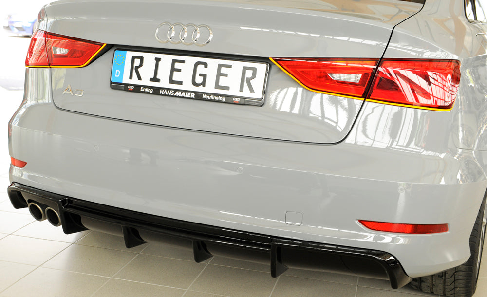 Rieger 00088157 Audi 8V A3 Rear Diffuser for Twin Tailpipe Left - Glossy Black