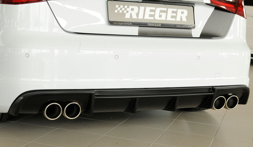 Rieger 00056813 Audi 8V S3 Rear Diffuser for Original Twin Tailpipe Left & Right - Matte Black