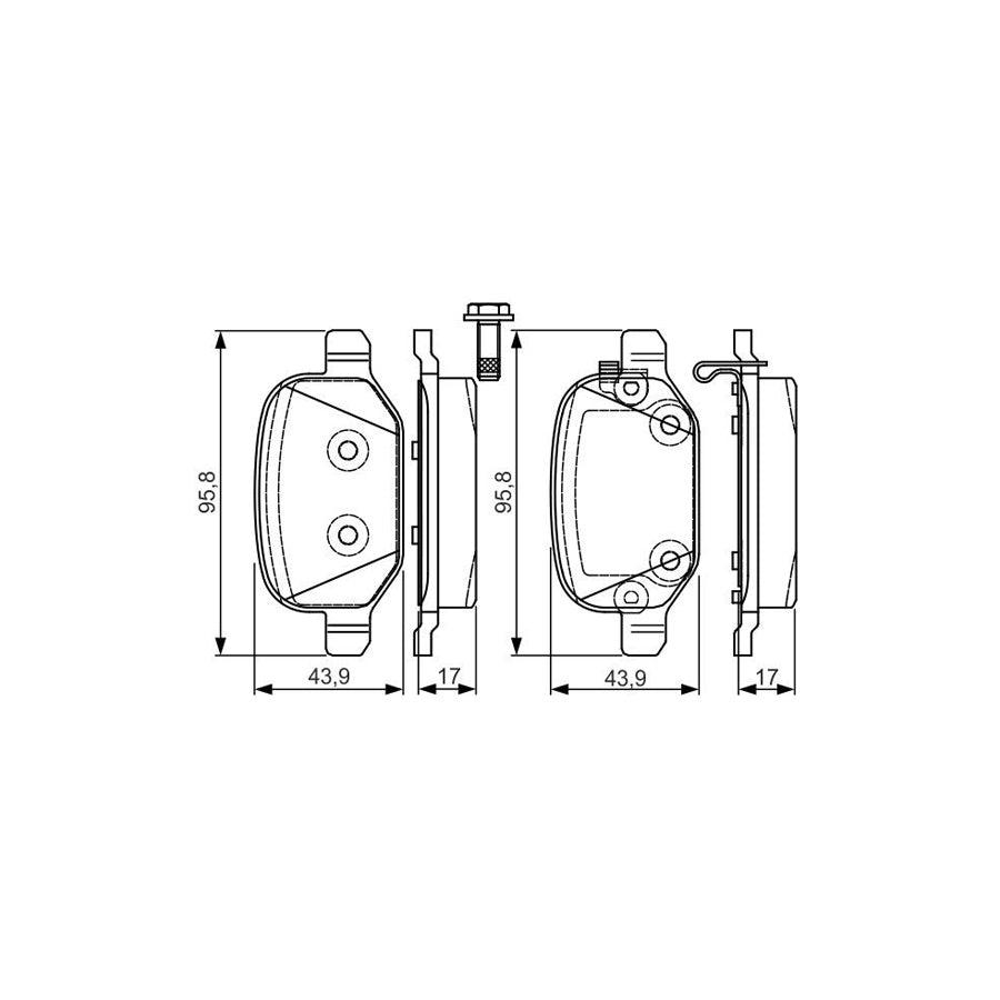 Bosch 0986Tb3216 Brake Pad Set For Fiat 500L 351 352 With Acoustic Wear Warning With Bolts