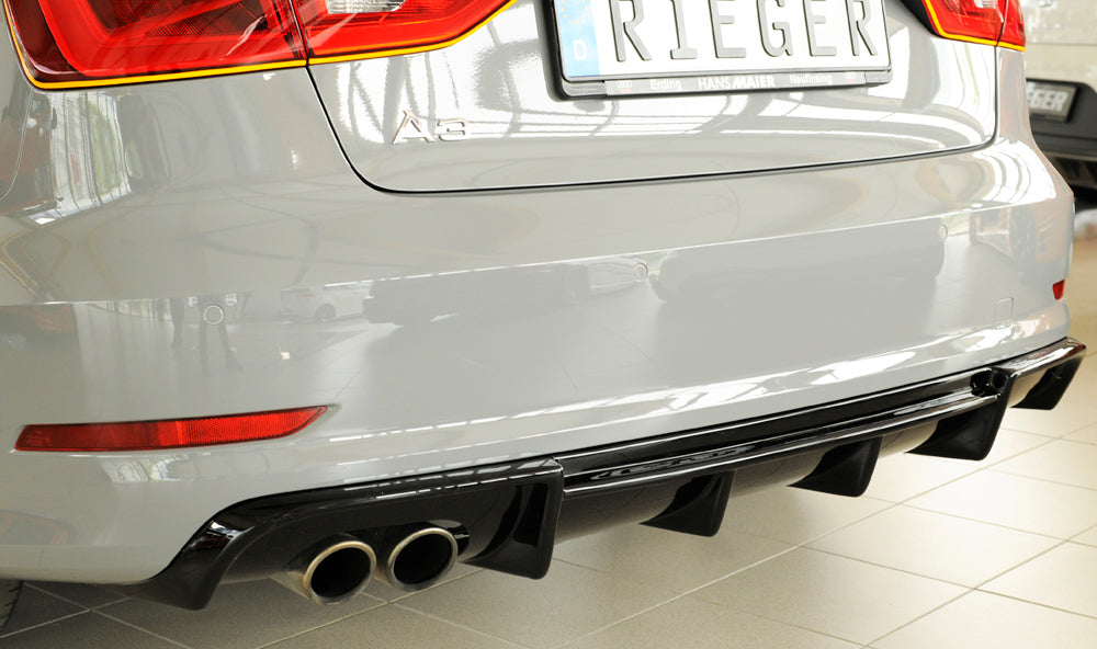 Rieger 00088157 Audi 8V A3 Rear Diffuser for Twin Tailpipe Left - Glossy Black