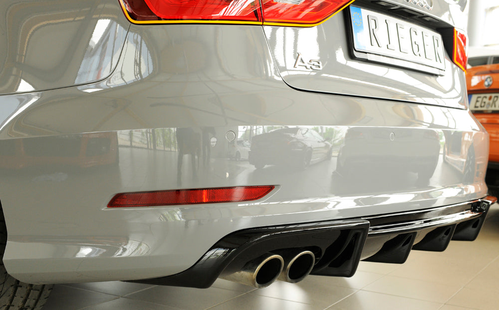 Rieger 00088157 Audi 8V A3 Rear Diffuser for Twin Tailpipe Left - Glossy Black