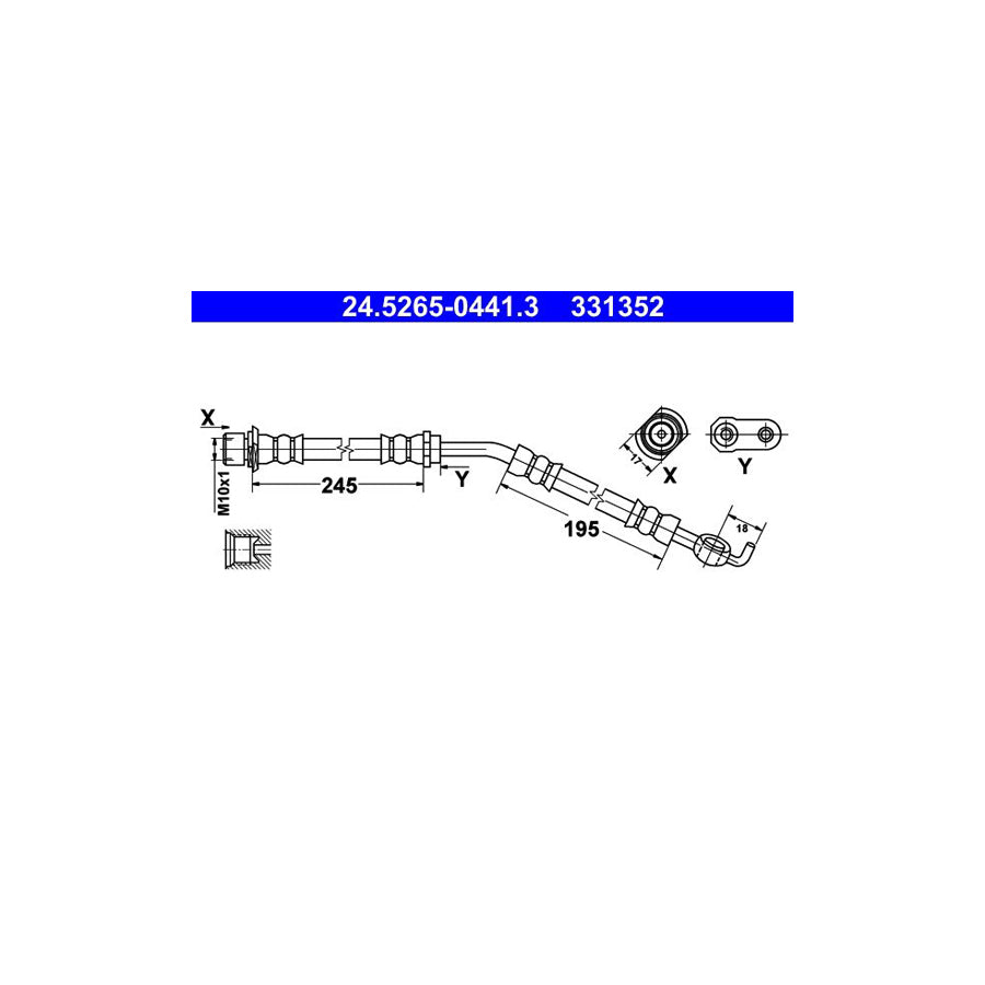ATE 24 5265 0441 3 Brake Hose 440Mm M10X1
