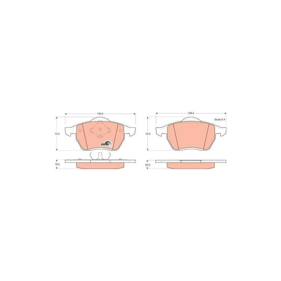 TRW Cotec Gdb1204 Brake Pad Set Not Prepared For Wear Indicator