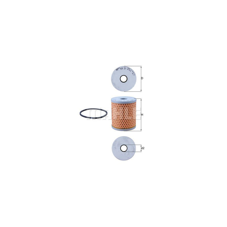 MAHLE ORIGINAL KX 21D Fuel filter Filter Insert