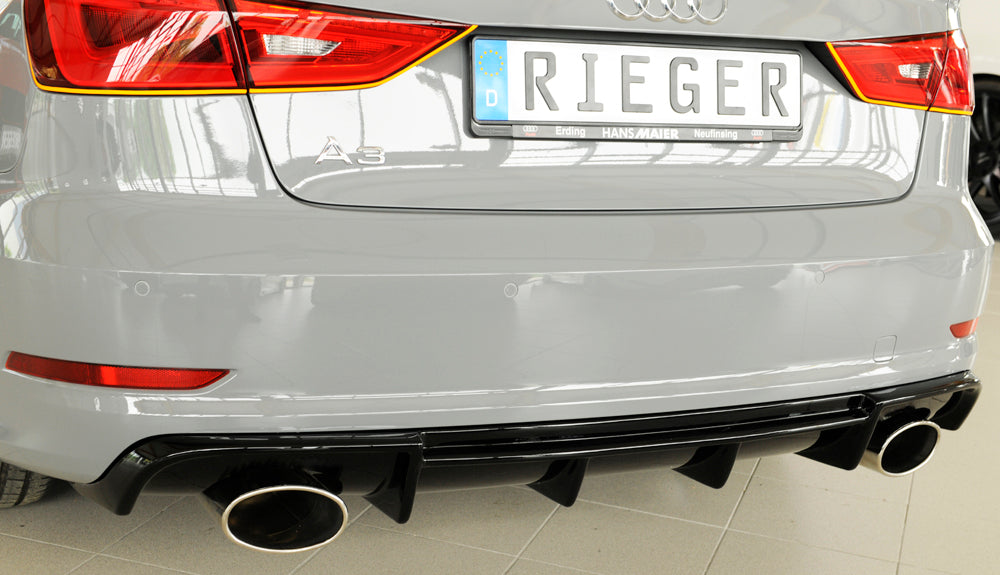 Rieger 00088159 Audi 8V Rear Diffuser for Sport Tailpipe Left & Right (A3 & S3) - Glossy Black