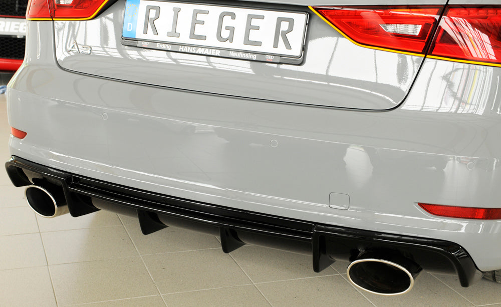 Rieger 00088159 Audi 8V Rear Diffuser for Sport Tailpipe Left & Right (A3 & S3) - Glossy Black