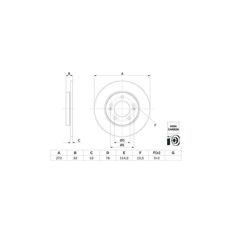 BOSCH 0 986 479 G30 Brake Disc Solid Coated Alloyed High carbon