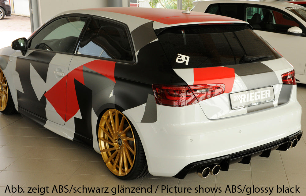 Rieger 00056813 Audi 8V S3 Rear Diffuser for Original Twin Tailpipe Left & Right - Matte Black