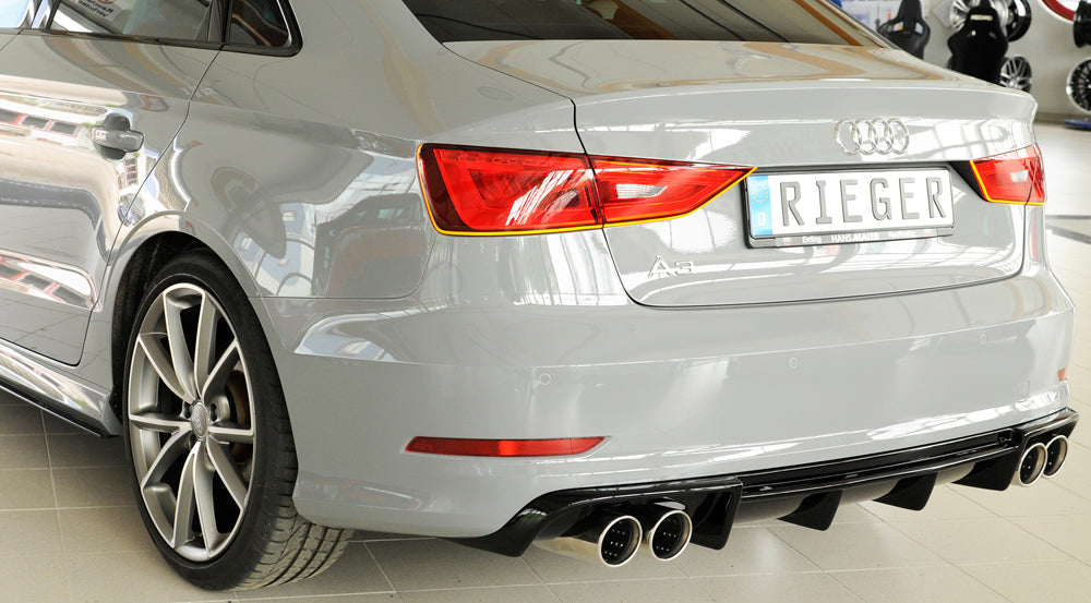 Rieger 00088158 Audi 8V A3 Rear Diffuser for Twin Tailpipe Left & Right - Glossy Black